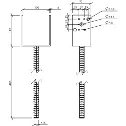 Stolpebrer Type UL 100x70x112+400