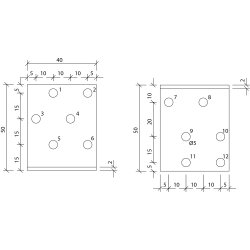 Vinkelbeslag M3 50x50x2.0x40 - 100