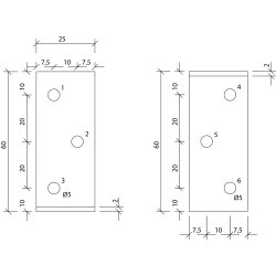 Vinkelbeslag M4 60x60x2.0x25 - 100