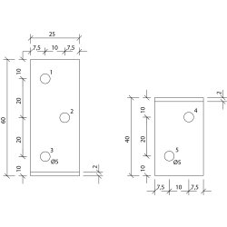 Vinkelbeslag M5 60x40x2.0x25 - 100