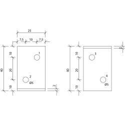 Vinkelbeslag M6 40x40x2.0x25 - 100