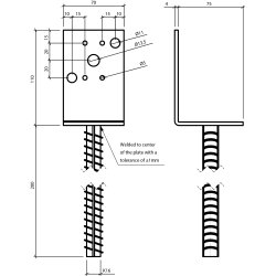 Stolpebrer Type L 75x70x110+200