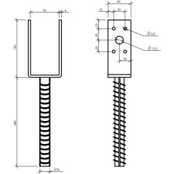 Stolpebrer Type U 45x40x102+200