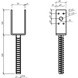Stolpebrer Type U 50x40x100+200