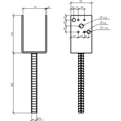 Stolpebrer Type U 75x70x125+200