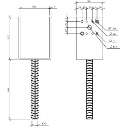 Stolpebrer Type U 100x70x112+200