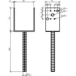 Stolpebrer Type U 100x90x137,5+200