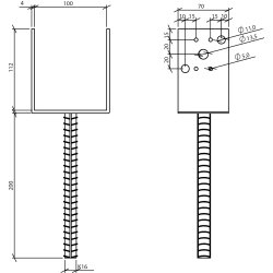 Stolpebrer Type U 96x70x114+200