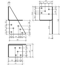 Universalbeslag 140x66x2.0h�jre