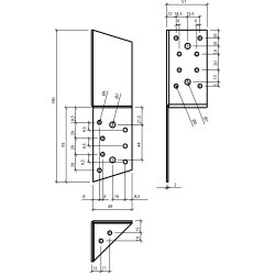 Universalbeslag 190x51x2.0h�jre