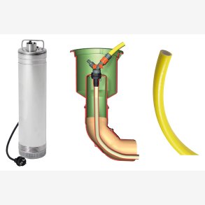 Pumpe, slange, vandslange-boks til regnvandstank